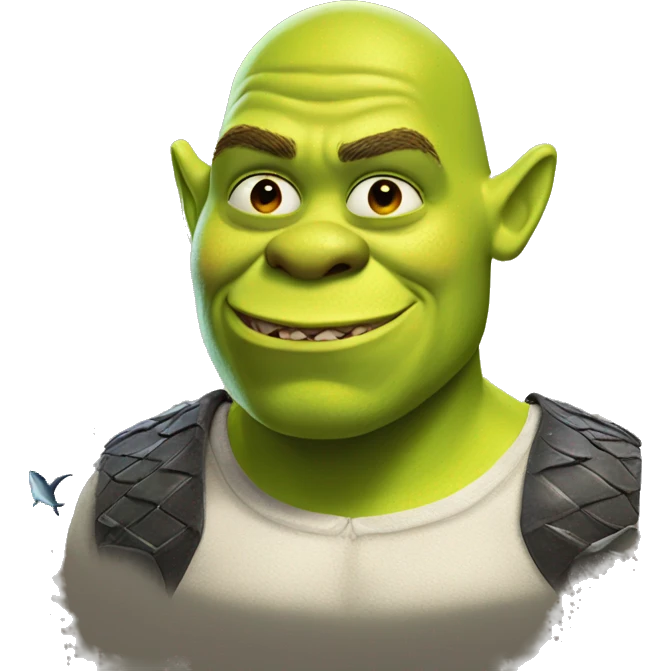 Shrek with a shark, bald, has shrek ears emoji