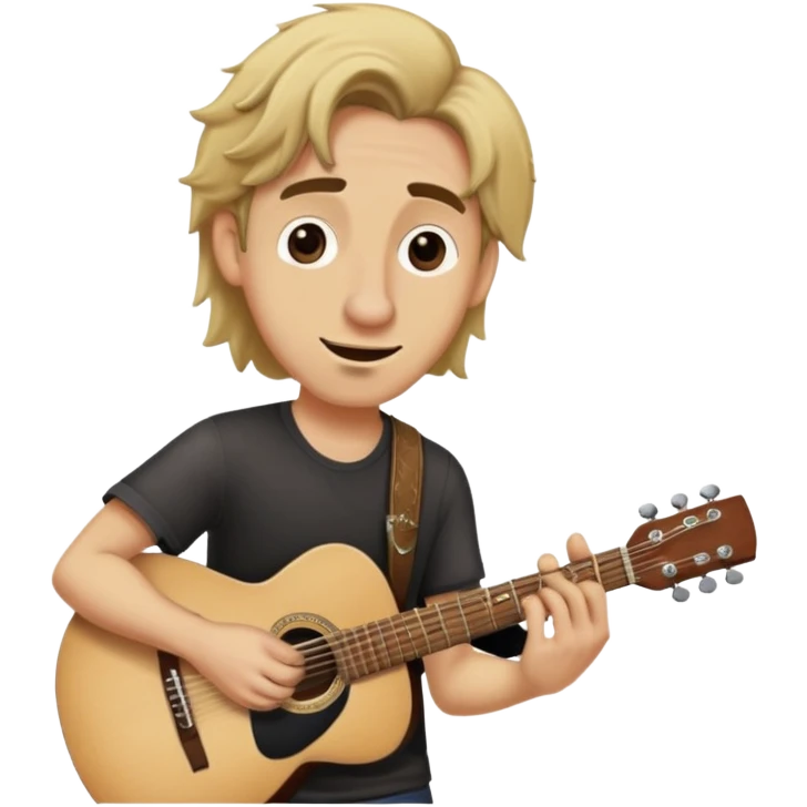 A guy with a big nose and dirty blonde hair playing a guitar  emoji