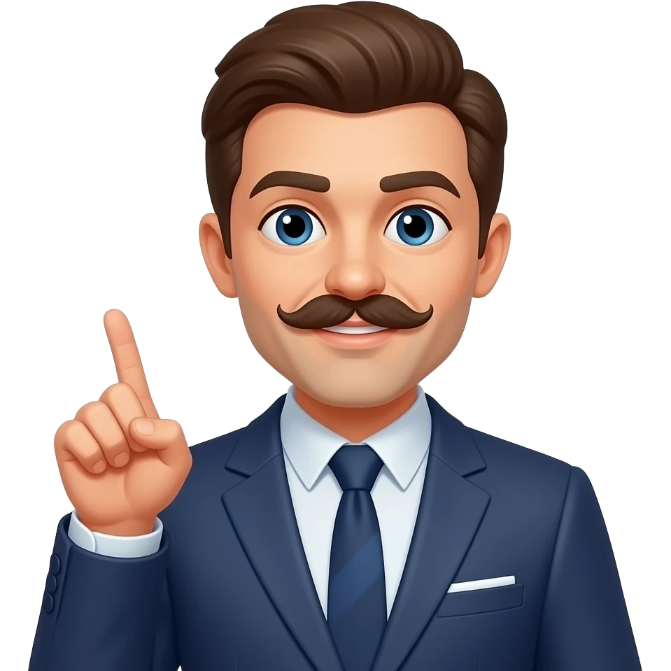 Italian Mustache in air fingers snapping end emoji