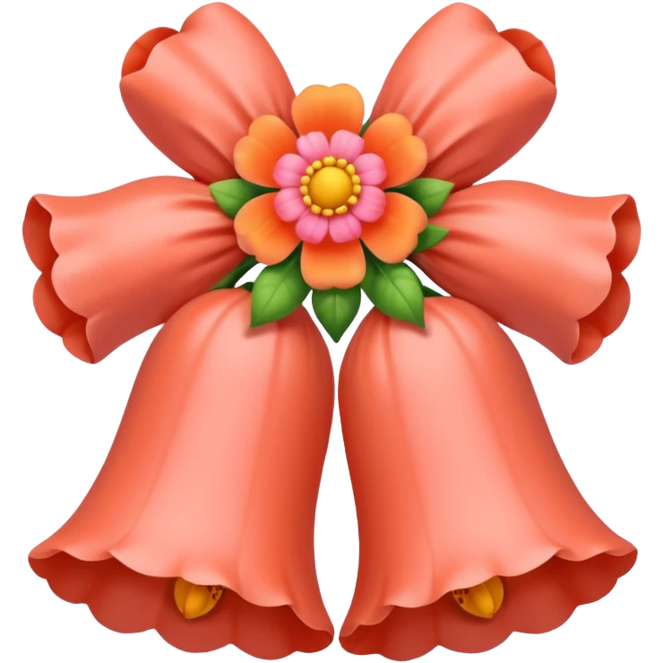 Wedding bells with bright flowers coral pink orange emoji