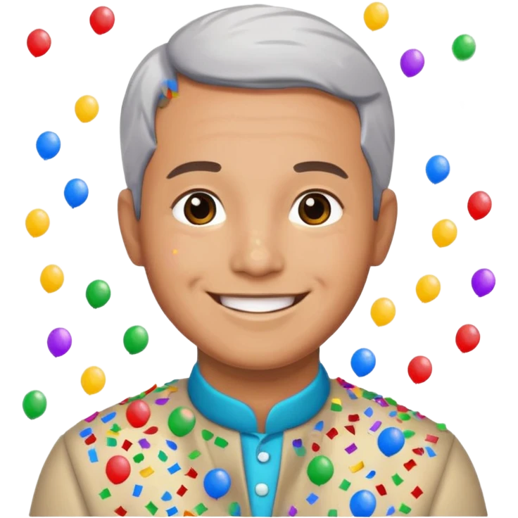 gülen ve arkasında konfeti olan yunus emoji