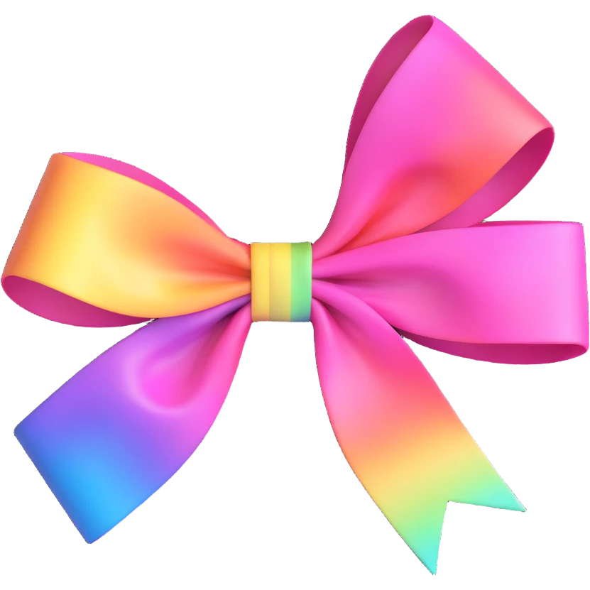 pink bow with iridescent rainbow highlights emoji