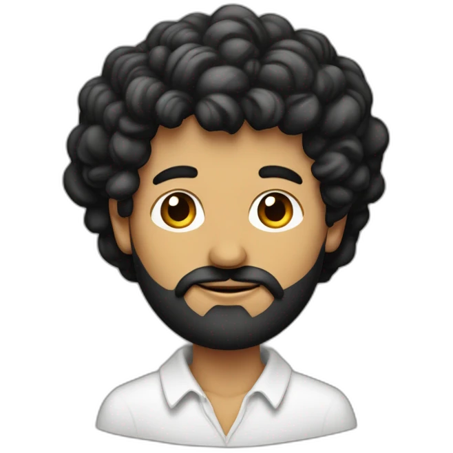 Hombre de tes morena con barba, anteojos de pasta negros y pelo largo emoji