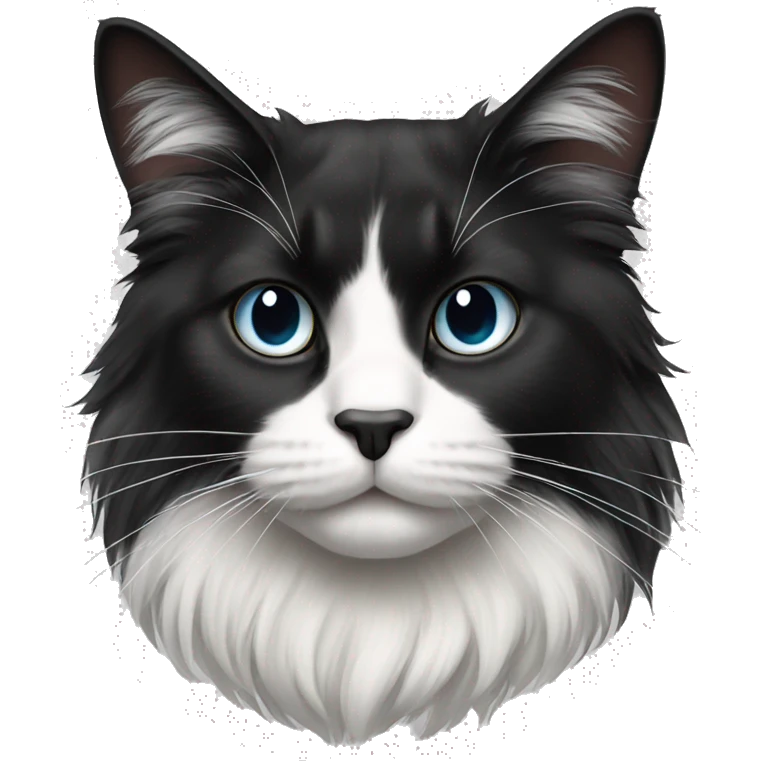 black and white cat long haired emoji