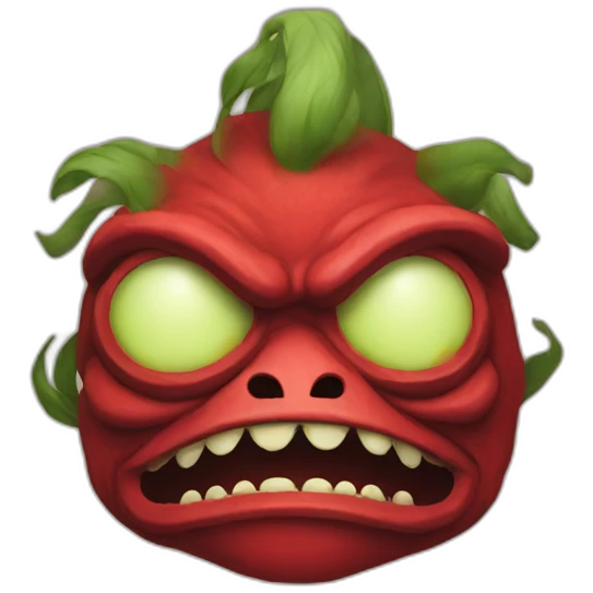 pepe wearing a oni mask with red smoke coming from eyes and mouth emoji