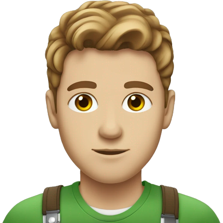 light skinned man with green eyes and brown styled hair preparing for an exam emoji