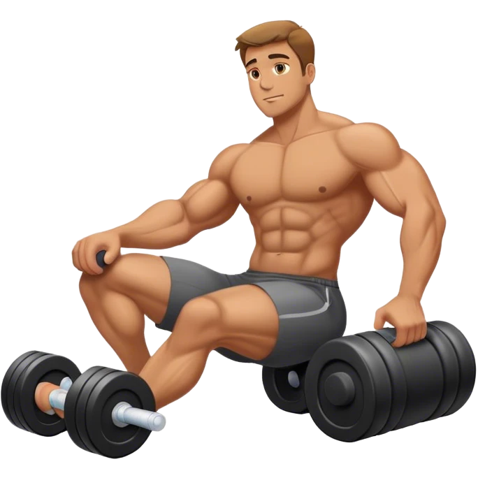 buff guy lying lats down on foam-roller emoji