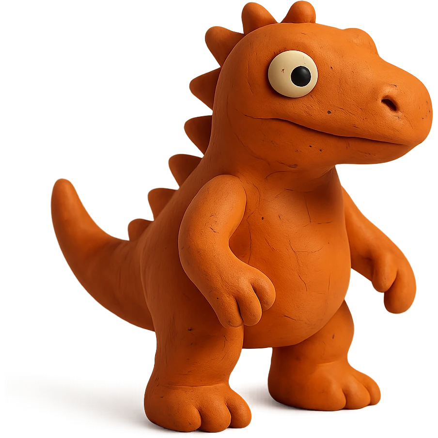 orange bipedal reptile-mammal hybrid, claymation style, visible texture emoji