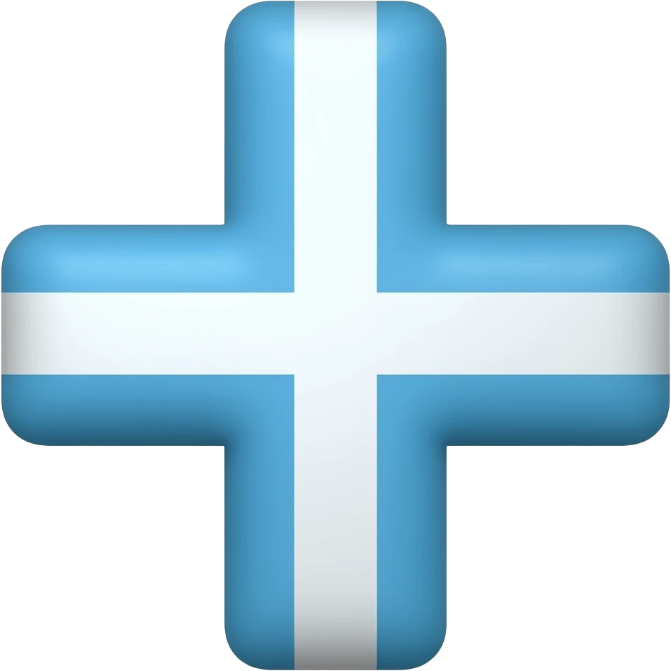 Blue and white horizontal striped cross emoji