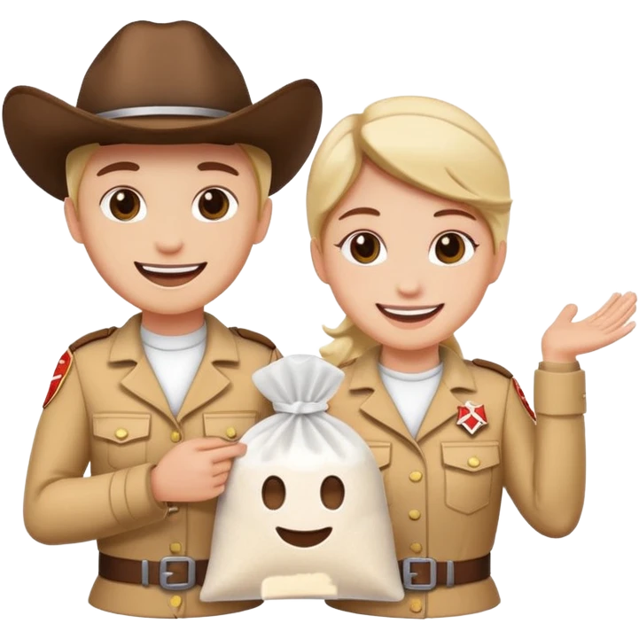 Powder rangers holding a bag of sugar emoji