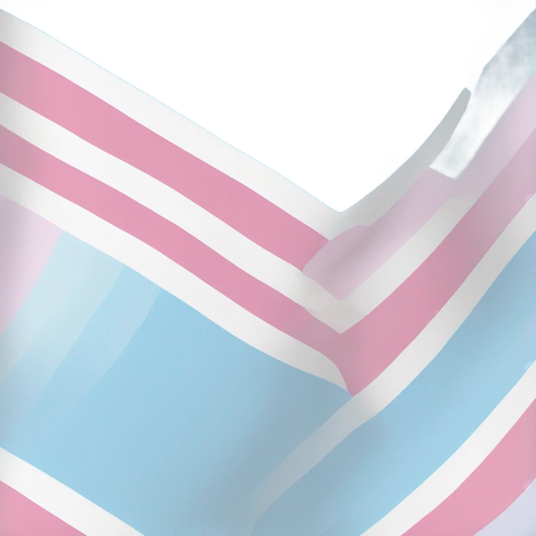 transgender pride flag with five horizontal stripes: light blue, pink, white, pink, and light blue emoji