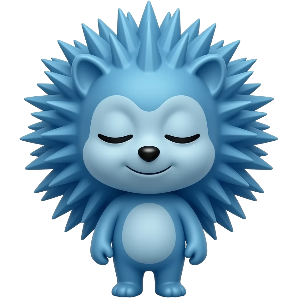 Sleepy blue speed hedgehog with messy spikes, relaxed face, soft lighting, clean emoji illustration emoji
