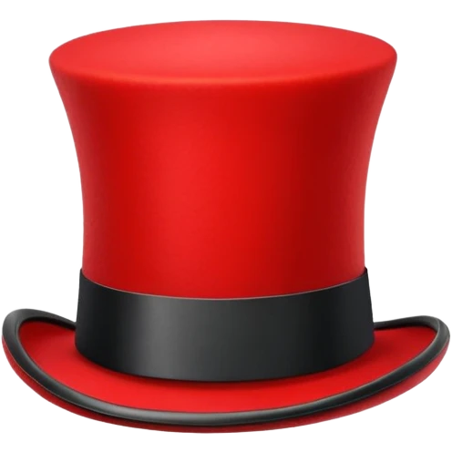 red top hat with black band without bow, classic shape emoji