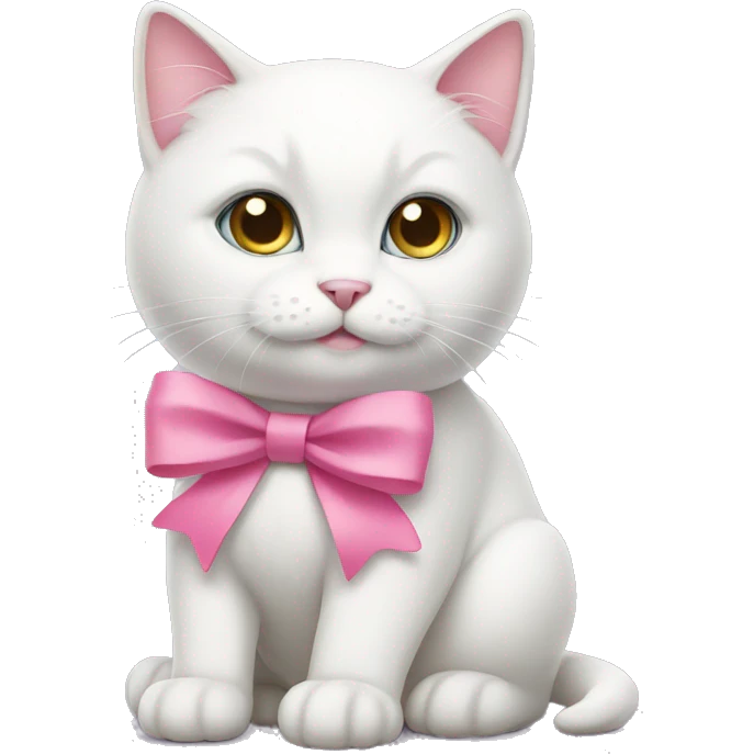 white cat with pink bow emoji
