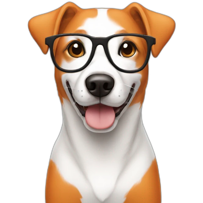 an orange and white dog with glasses emoji