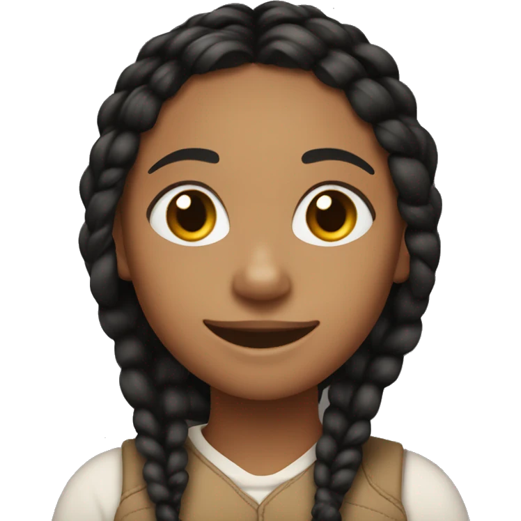 light brown girl with black braids smiling very hard emoji