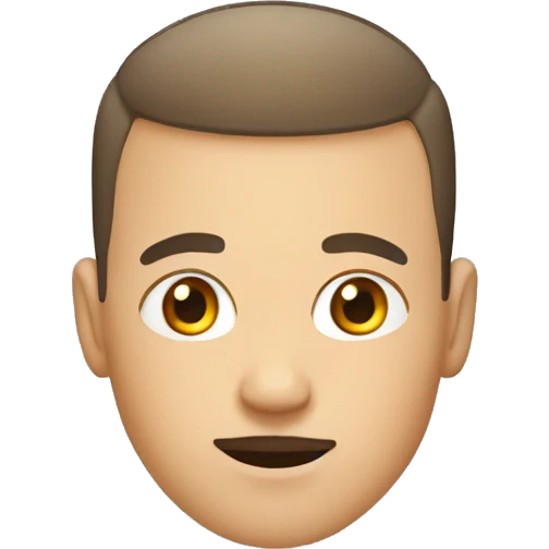 young guy with Buzz cut, moustache, wi emoji