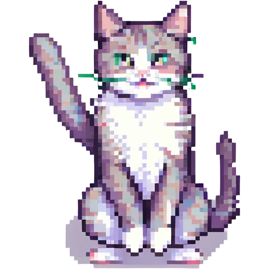 pixel art style cat in playful pose with simple background emoji