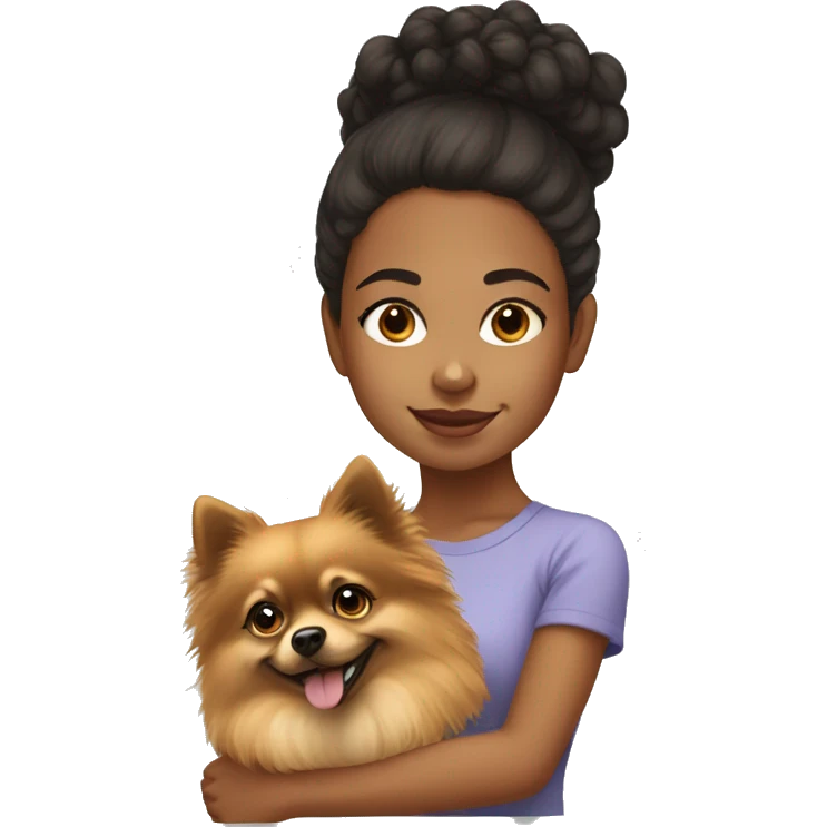 Mixed race girl with Pomeranian emoji