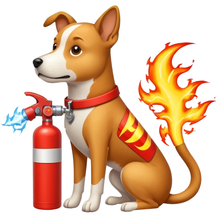 dog with electric lightning waves, fire extinguisher emoji
