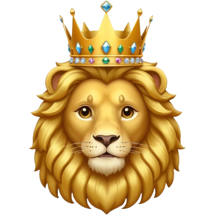 Lion King – proud golden lion wearing a tall jeweled crown. emoji