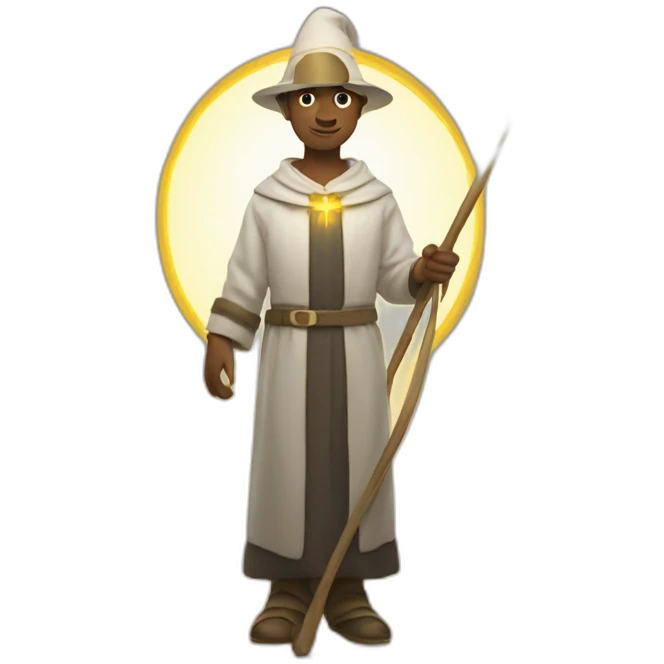 pilgrim with a staff and a halo of light emoji