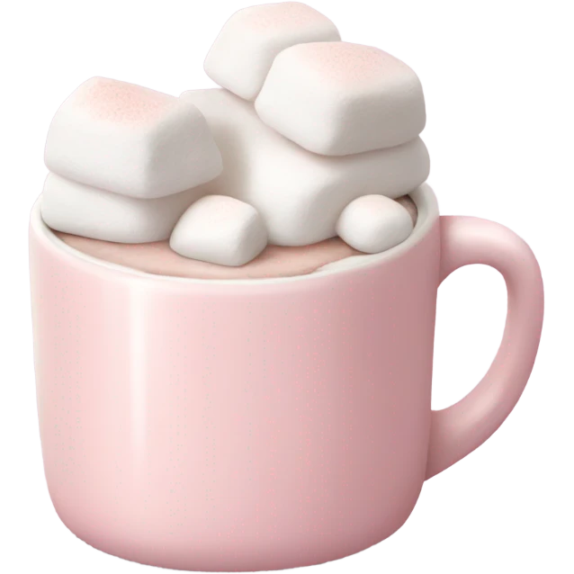 Light Pink mug of hot chocolate with marshmallows  emoji