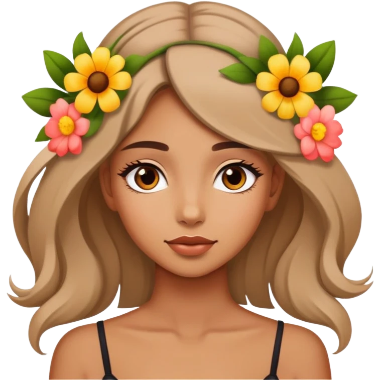 Beautiful girl with flowers on her head emoji