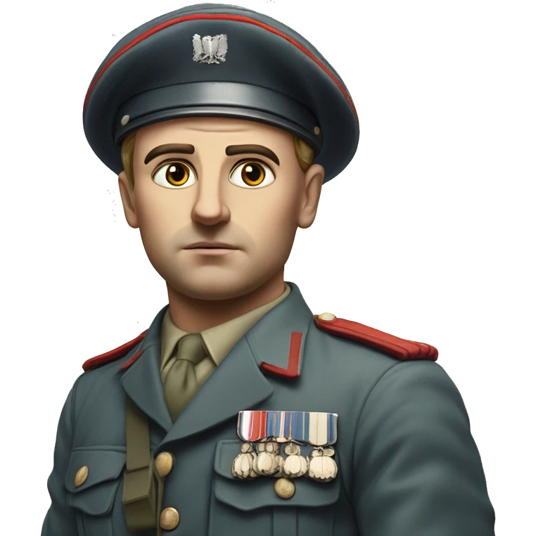 photorealistic serious french soldier 1960s emoji