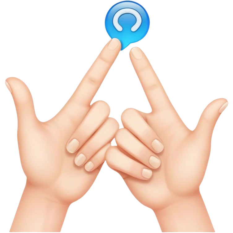 two hands with index fingertips touching, thumbs straight emoji