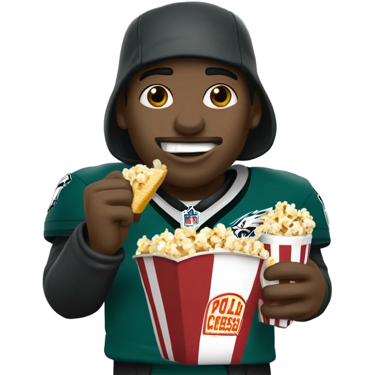 Philadelphia eagles fan eating cheesesteak and popcorn emoji