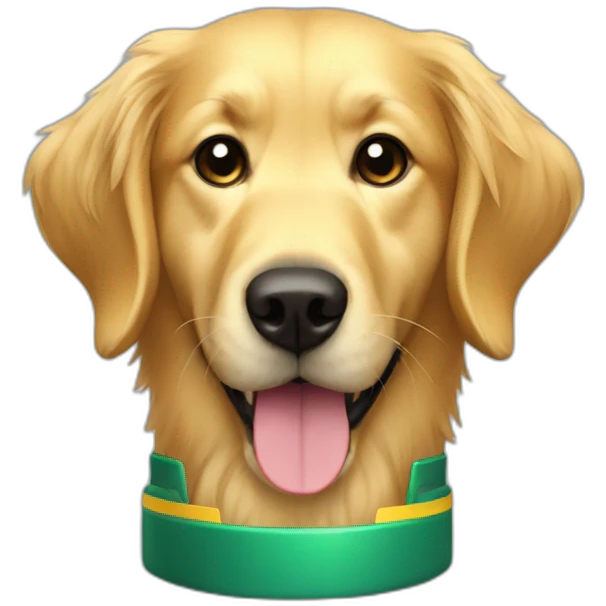 Golden retriever in a f1 car emoji