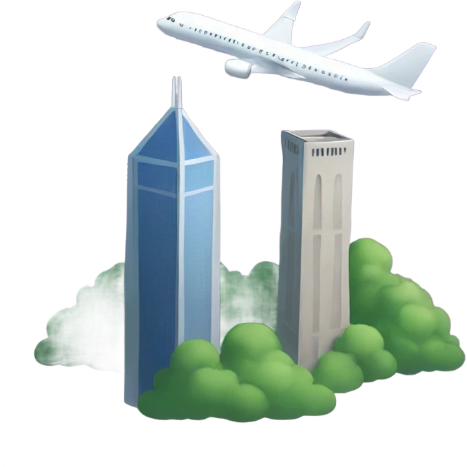 Plane and two towers  emoji