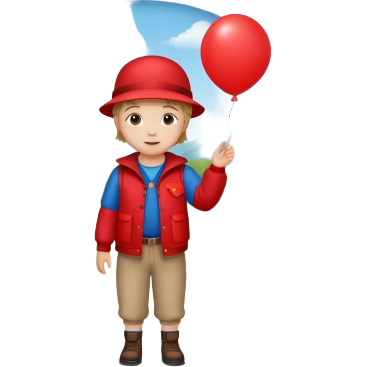 Child + balloon, Park Visitor, with park background, cicrle style frame. emoji