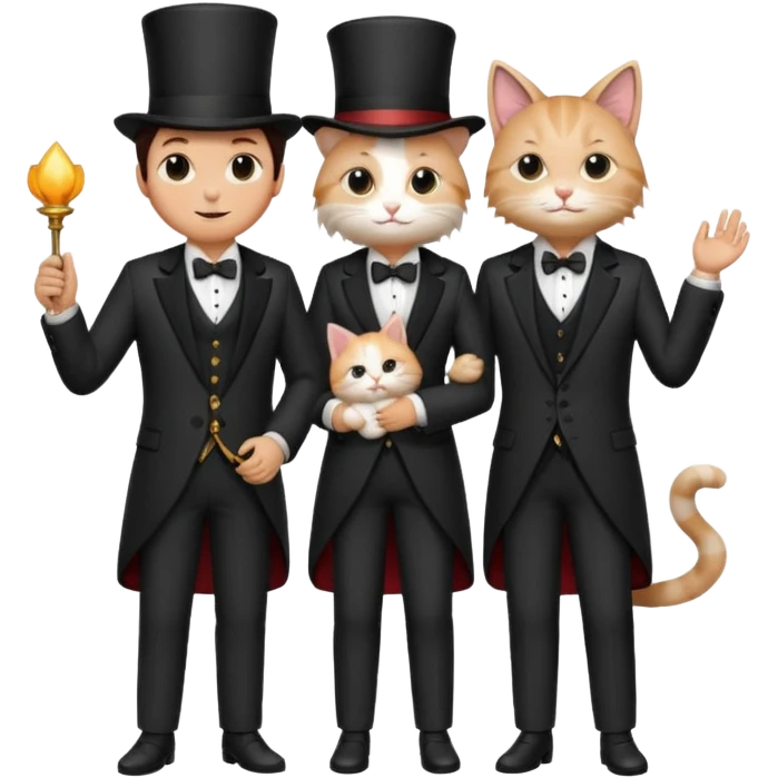 magician couple and their pet cat emoji