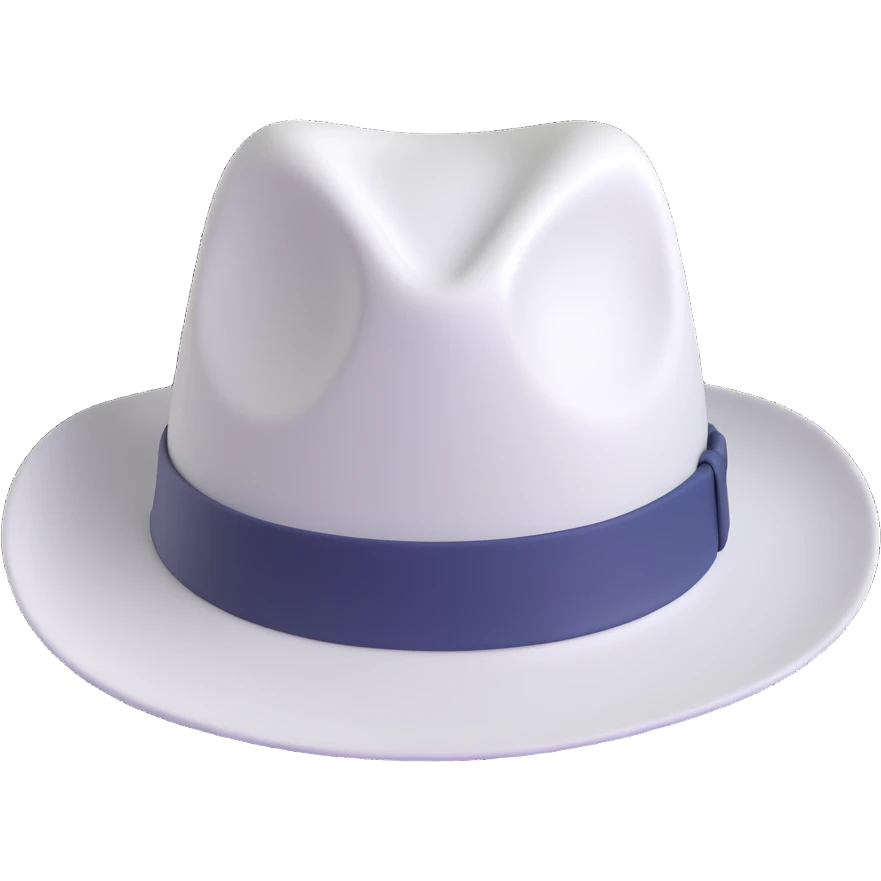 white hat, 3D look, soft 3D emoji style emoji