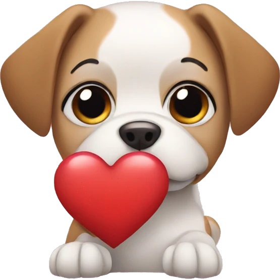 dog holding a heart emoji