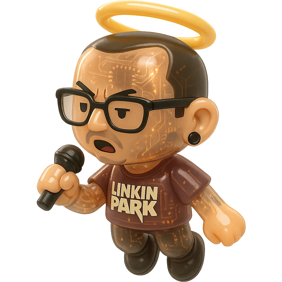 Chester Bennington from Linkin Park with a holy halo emoji