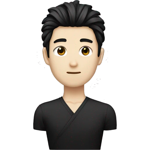 white skin color japanese man with black anime hair, make it from shoulders and create only one emoji MAKE BLACK HAİR BLACK emoji