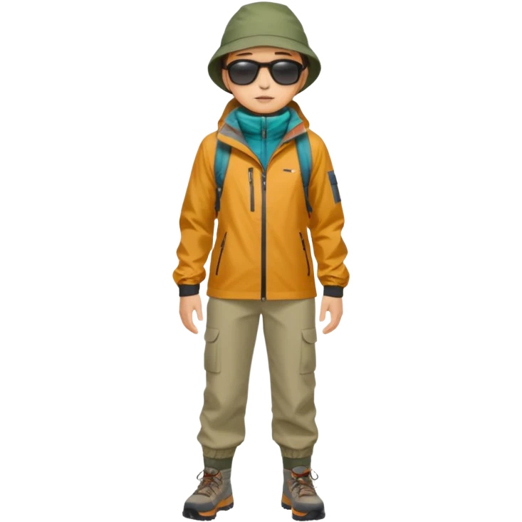 남미 여행에 가는 한국인의 전신을 그려줘! 바로 하이킹 갈 수 있을 정도로 잘 입은!

상체

🧥 방풍·방수 재킷 (고지대·우유니 필수)

👕 얇은 레이어드 2~3벌 (일교차 대비)

하체

👖 편한 바지(청바지 X, 스트레치 추천)

신발

👟 접지력 좋은 운동화 (마추픽추 필수)

🥾 우유니: 방수 신발 or 장화

악세사리

🧣 넥워머·모자 (아침/저녁 체감 -5~10도)

🕶️ 선글라스 (우유니·사막지역 눈부심 강함)
 emoji