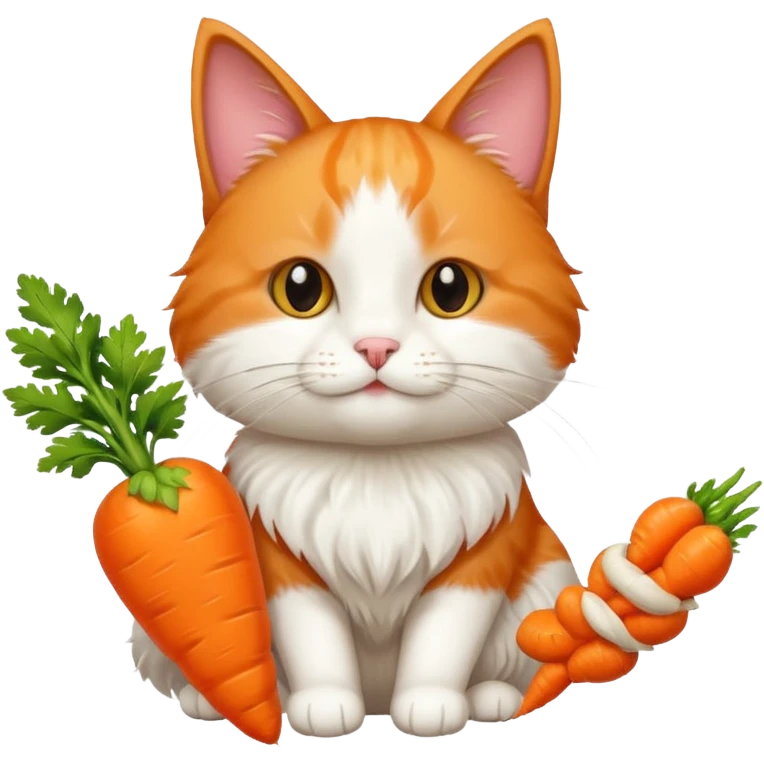 a carrot which is hold a cat emoji