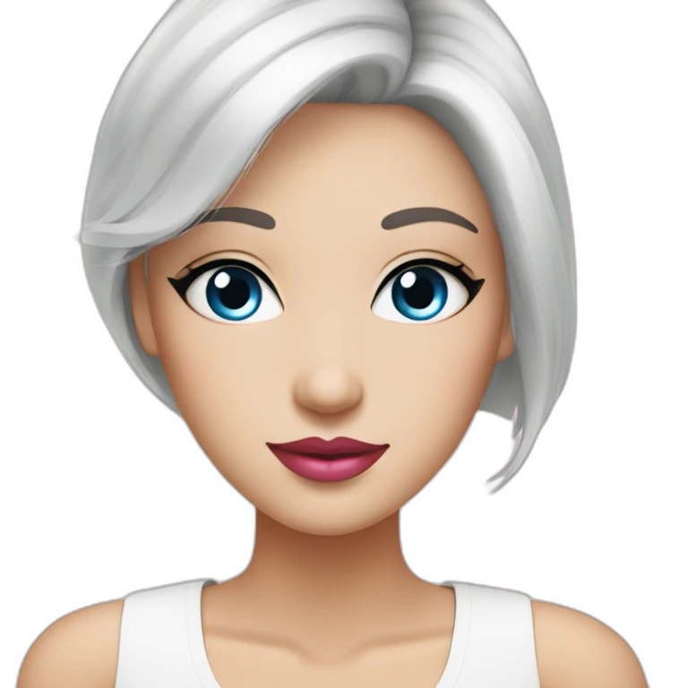 epilation specialist with white hair blue eyes and pink lips emoji