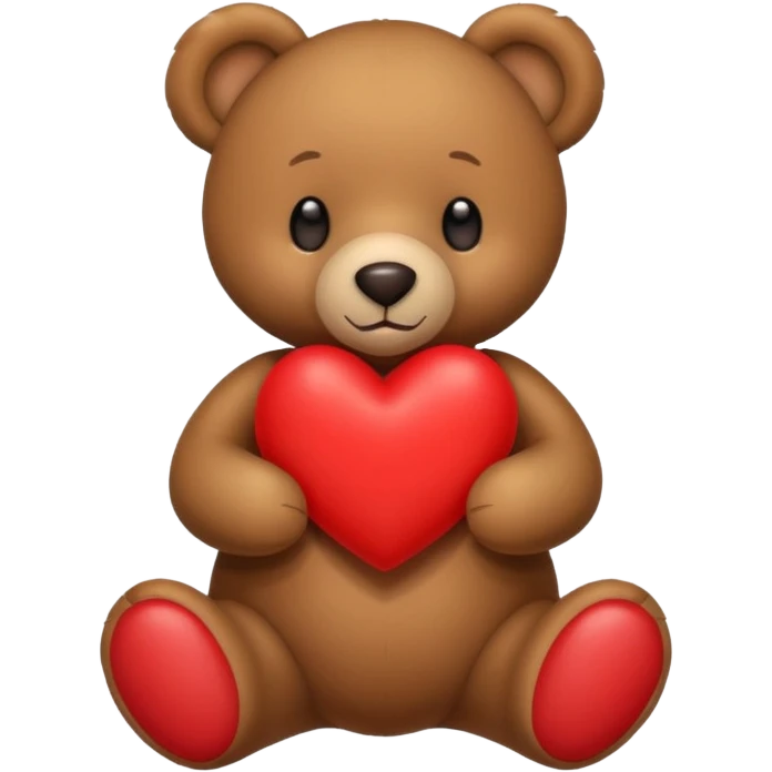 brown teddy bear hold red heart emoji
