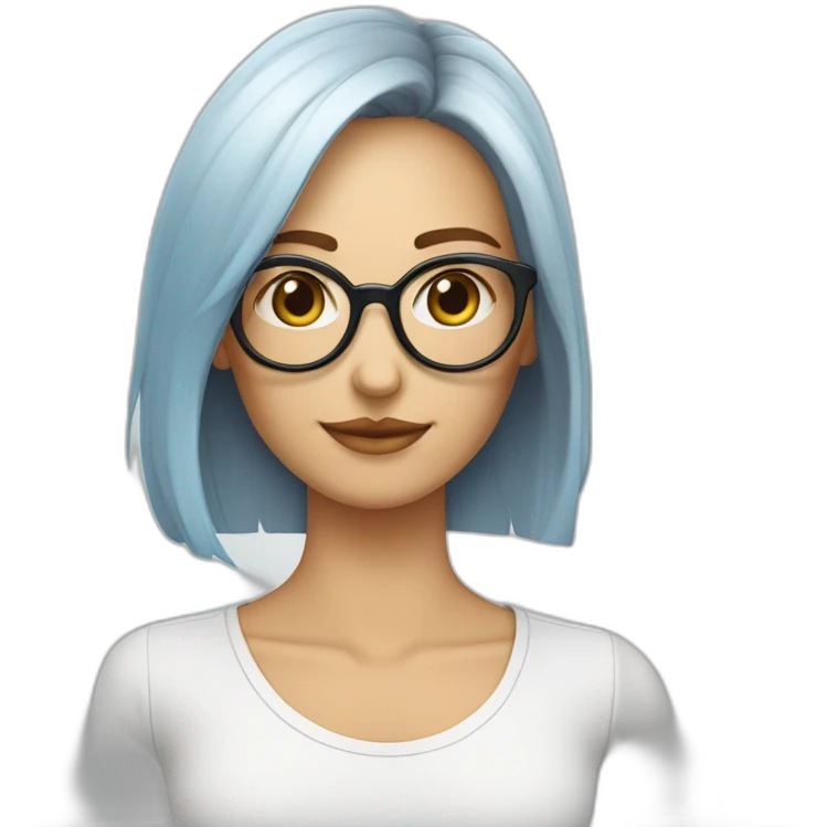 Mujer blanca pelo corto gafas azules ojos marrones emoji