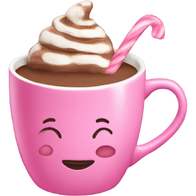 Hot chocolate in a pink mug with a bow on the mug emoji