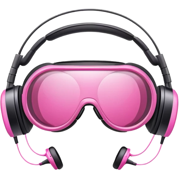 protective glasses with pink lenses and built-in headphones, tech safety gear emoji