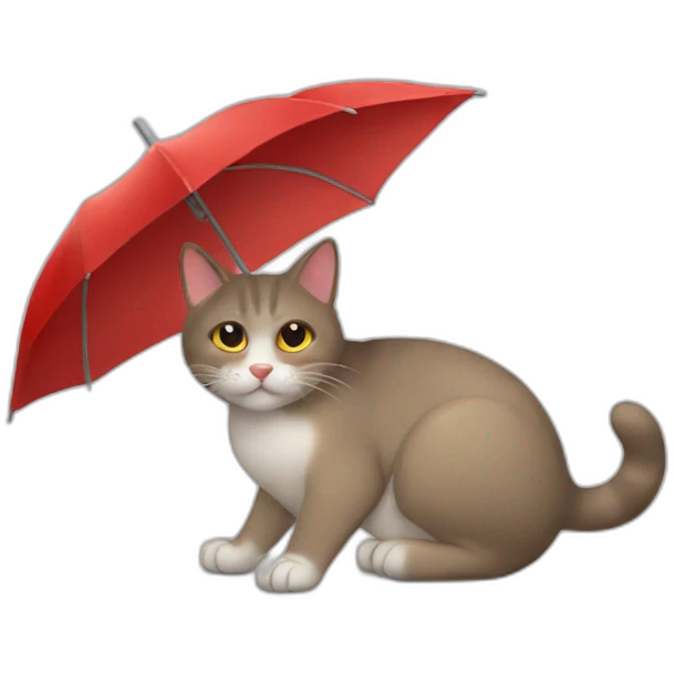 Gato con paraguas rojo emoji