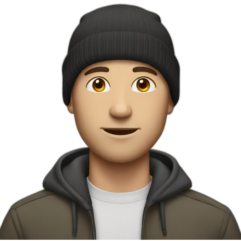 White man with beanie emoji