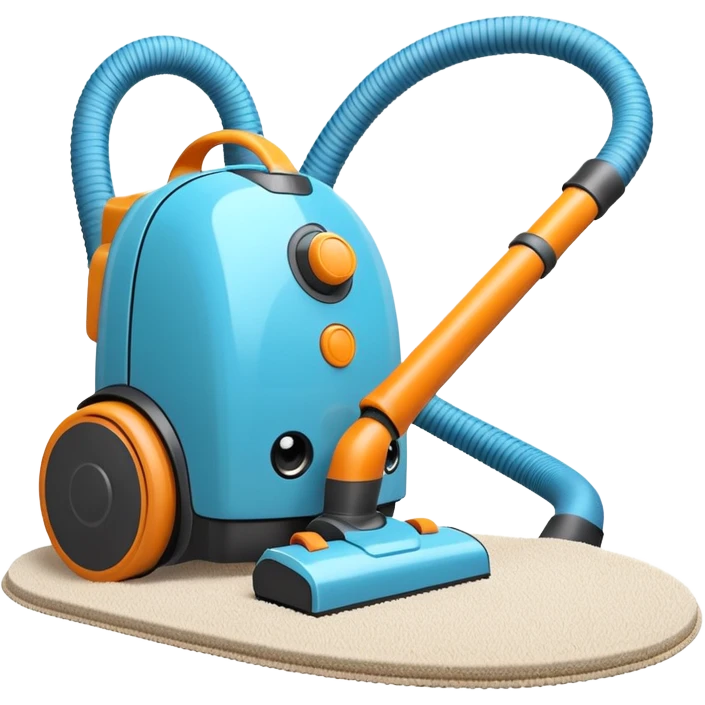 vacuum cleaner cleaning dust from a carpet, visible dust particles being sucked in, soft fabric carpet texture, modern household appliance, dynamic suction effect, 3D cartoon style, mobile game icon style, centered composition, clean background, no people, no animals, no text, no watermark

 emoji