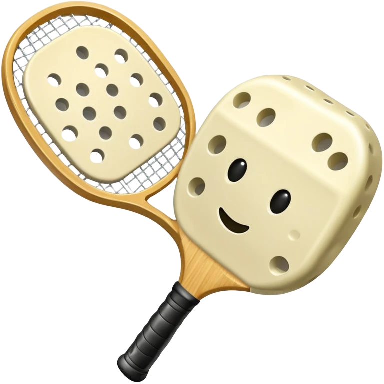 Cream pickleball with raquet emoji